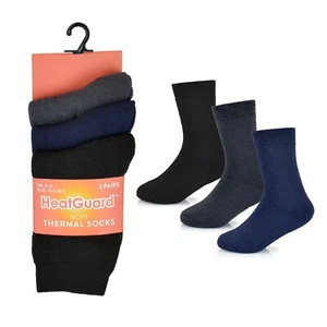 Boys SK896 Heatguard Plain Thermal Socks Pack Of 3 Pairs - Picture 1 of 4