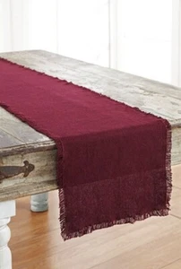Table Runner 90 inch Burlap Merlot Wine Red Cotton Dining Room Table Decor - Picture 1 of 3