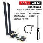 New Pcie Wireless Network Card Ax210 Wifi6e 2.4G/5G 2400Mbps Bt5.2 For Win10/11