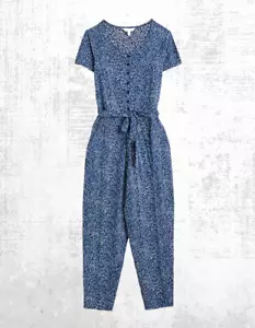 Ex Seasalt Women’s Short Sleeve Jersey Jumpsuits in Retro Stock Blue - Picture 1 of 5