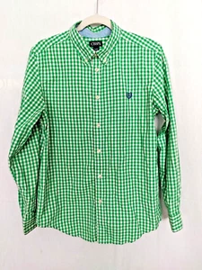 Chaps Button Down Shirt Long Sleeve Green White Check Size XL 18/20 #16469 - Picture 1 of 4