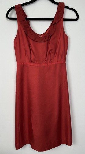 VALENTINO ABITO SHEALTH ANTHRPOLOGIE MOULINETTE SORELLE SETA GRANATO ROSSO COLLARE ARRICCIATO TAGLIA 0