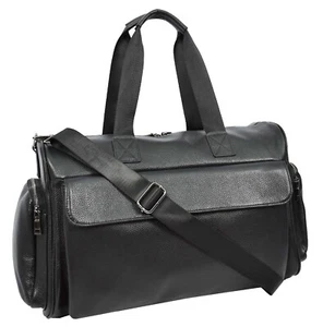 A1 Fashion Goods Genuine Leather Travel Holdall Weekend Duffle Bag Kitbag Black - Picture 1 of 10