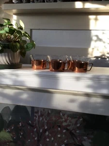 Set of 5 x Vintage Copper | Glass Tea | Coffee Cups - Picture 1 of 3