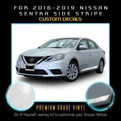 Наклейка графическая накладная боковые полосы для Nissan Sentra 2016-2019 годов выпуска - глянцевый винил - Изображение 1 из 4