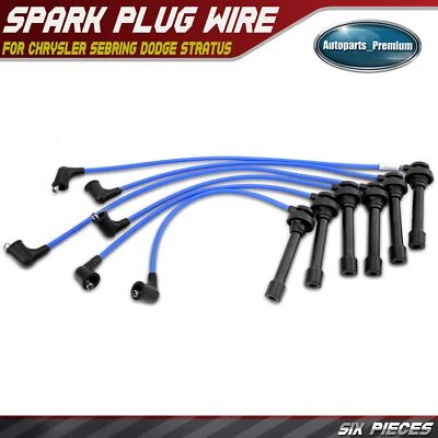 6pcs Spark Plug Wire Set for Chrysler Sebring Dodge Stratus Mitsubishi Eclipse - Image 1 of 4