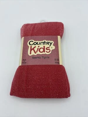 COUNTRY KIDS Sparkly Girls Tights RED Holiday Christmas 9-11 Years NEW - Image 1 of 3