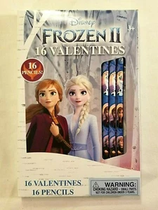 Disney Frozen II Valentines Day 16 Cards With Wood Pencils New Elsa Anna Olaf - Picture 1 of 2