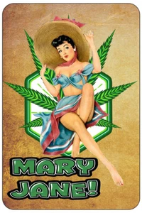 Mary Jane Pin Up XL Schild Metall lustig Mann Höhle Haus Deko A725 - Bild 1 von 1