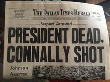1963 Dallas Times Herald JFK Assassination Newspaper Kennedy Reprint - Dylan 