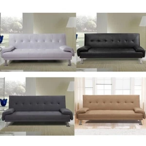 Divano letto 3 posti ecopelle bianco nero microfibra grigio beige soggiorno |71 - Foto 1 di 12