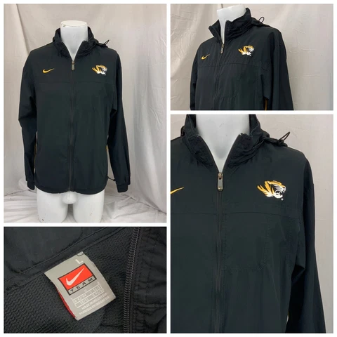 Mizzou Tigers Nike Hoodie Jacket L Men Black Team Full Zip Sewn Logo YGI S1-537 Cover
