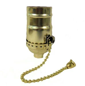 Lamp parts: Off-on BRASS-PLATED pull chain sockets  (TR-9) - Picture 1 of 1