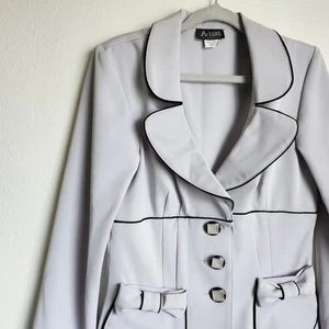 Vintage Corporate Coquette Zweiteiler Blazer Anzug Gr. 7 Büro Sirene Statement - Bild 1 von 10