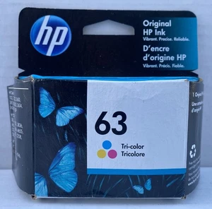 Original OEM HP 63 Tri-Color Tintenpatrone Ablaufdatum 08/2022 VERSIEGELT BRANDNEU - Bild 1 von 10