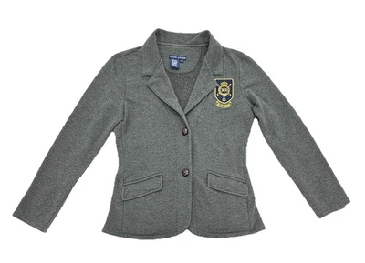 Chaqueta Blazer Ralph Lauren Gris Bordado Logo Tejido Mezcla Algodón Talla M Foto 1 de 4
