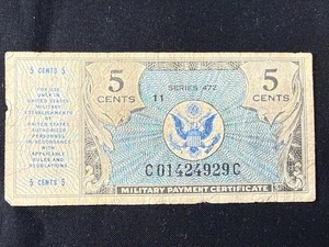 1948 U.S. 5 Cents Military Payment Certificate Series 472 P#M15  SPC1624 - Picture 1 of 2