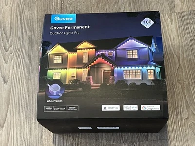 Govee 永久户外灯 Pro 100 英尺,全新,白色,20 个安装支架 — 第 1/4 张图片