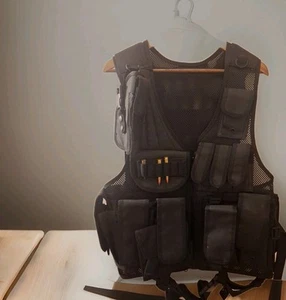 Black Utility Vest Mens X Large Adjustable Vest - Picture 1 of 10