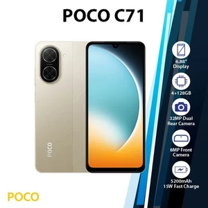 Xiaomi POCO C71 Android Mobile Phone (NEW/4GB+128GB/GOLD/Dual SIM/Unlocked) - Picture 1 of 5