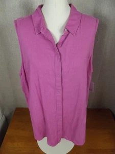 NEW Croft & Barrow Womens Plus 2X Orchid Pink Slvls Collared Button Down Shirt - Picture 1 of 7