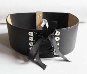 BCBGeneration Black Statement Wide Corset Belt Womens Size Med/Large M/L - Picture 1 of 11
