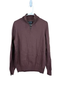 Christian Lacroix Extra Fine Merino Wool Sweater Mens Large Brown 1/4 Zip EUC - Picture 1 of 4