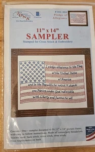 Jack Dempsey 11" x 14" Sampler Stamped Hand Embroidery  PLEDGE OF ALLEGIANCE - Picture 1 of 4