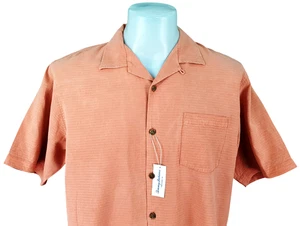 TOMMY BAHAMA Mens 100% Silk Pale Orange S/S EVENING SHIRT - M - 46" - RRP £89 - Picture 1 of 12