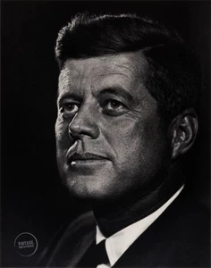 VTG Yousuf Karsh Photo Print John F Kennedy EngravingPortrait 1960 Mat 13x15 - Picture 1 of 2