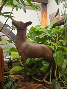 statua cervo ottone grande vintage 14x12,4 libbre 7 oz rara leggi descrizione c pic - Foto 1 di 17