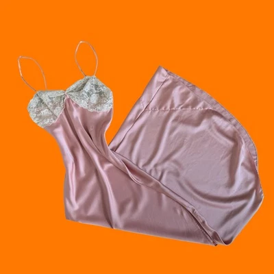 Vestido sin tirantes lencería encaje satinado rosa vintage años 80 90 S Diane Von Furstenberg Foto 1 de 4
