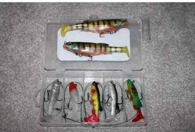 Juego de 7 señuelos de pesca Big Pike Soft Jerkbait Shad Perch lucioperca  Foto 1 de 4