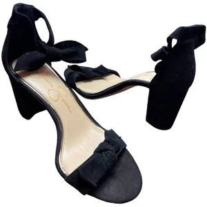 Jessica Simpson Black Suede Heel 2.75" Sandals Women's Size 6.5 - Picture 1 of 9