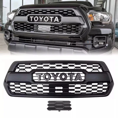 For 2016-2023 Tacoma Front Bumper Grille With Accessories + Garnish Sensor Black - Image 1 of 4