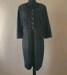 Boden Womens Navy Blue Yellow Polka Dot Corduroy Dress Lined Cotton Size 10L - Picture 1 of 12