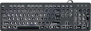 MCSaite Wired Backlit USB Keyboard - 104 Keys Standard Full Size with Black  - Picture 1 of 6