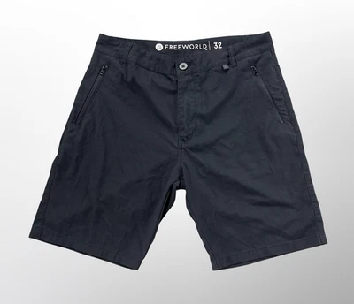 Pantalones Cortos Chinos Freeworld Híbridos Para Hombres 32 Negros Elastizados Patín Natación Bolsillos con Cremallera Foto 1 de 4
