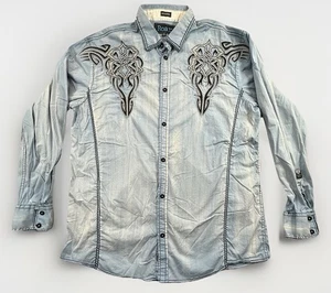 Roar Signature Men’s Western Style Blue Long Sleeve Button Up Shirt 2XL - Picture 1 of 14