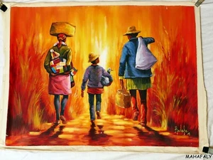 Pintura al óleo n.o 04 de Radafa 80 x 60 cm familia migratoria, Madagascar África pintura - Imagen 1 de 1