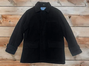 Kenneth Cole Reaction Wool Blend Black Full Zip Overcoat Men S Hidden Pockets - Picture 1 of 21