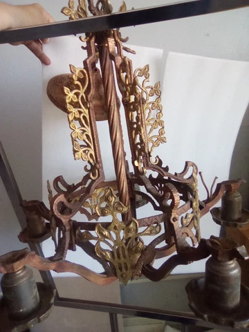 Antique Ornate Brass Chandelier 5 Arm Ceiling Hanging Light For Restoration Cover