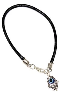 Lot 1 MAIN HAMSA contre MAUVAIS ŒIL Bracelet cordon NOIR Pendentif CHANCEUX - Picture 1 of 6