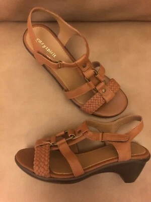 Sandalia Easy Spirit para mujer de cuero marrón con correa ajustable zapatos talla 6,5 Foto 1 de 4