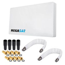 Flach Sat Antenne Megasat H30D2 HD DIGITAL+ 2x Fensterdurchführung + Gummitülle