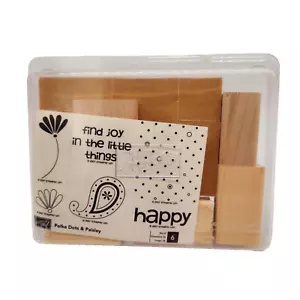 Stampin Up Polka Dots & Paisley Wood Stamp Set Unmounted Flower Happy - Picture 1 of 4