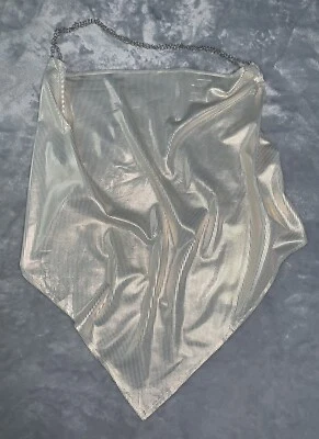 Glossy  Metallic Handkerchief Hem Cami Top 3X Lingerie Club  Open Back Blouse - Image 1 of 4