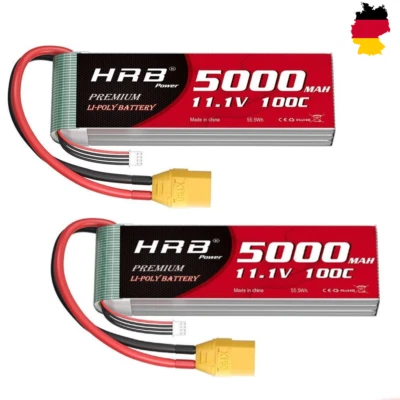 2xHRB 11,1V 3S LiPo Akku 5000mAh XT90 für RC Hubschrauber Drohne LKW Batterie - Bild 1 von 4