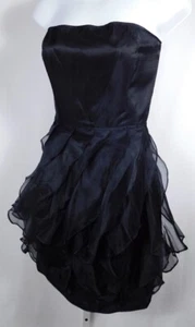 Vestido RACHEL ZOE para mujer negro seda sin tirantes falda con volantes talla 4 - Imagen 1 de 6