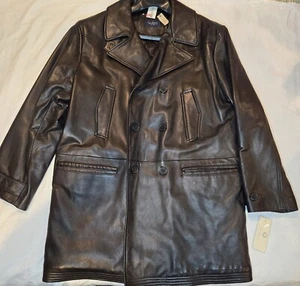 $495 NWT Turnberry Mens Black Leather Lambskin Jacket Coat Trench Style Overcoat - Picture 1 of 12